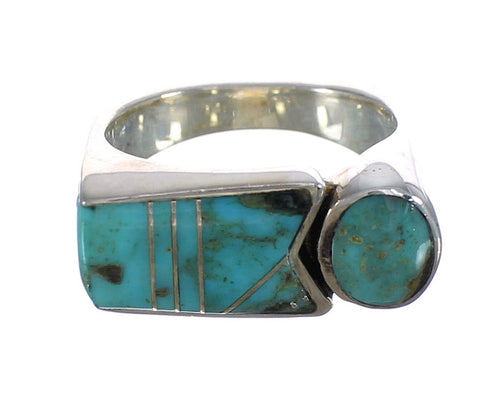 Authentic Sterling Silver Southwestern Jewelry Turquoise Inlay Ring Size 7 AX90625